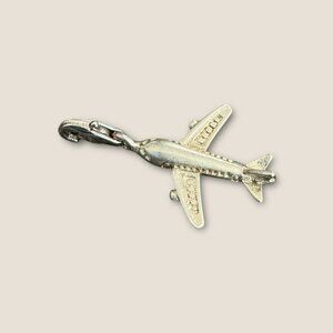 Airplane Pendant Charm In Silver Tone 1 x 0.5 Inches For Bracelets Or Necklaces